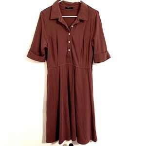 EShakti Burgundy Jersey Midi Shirtdress